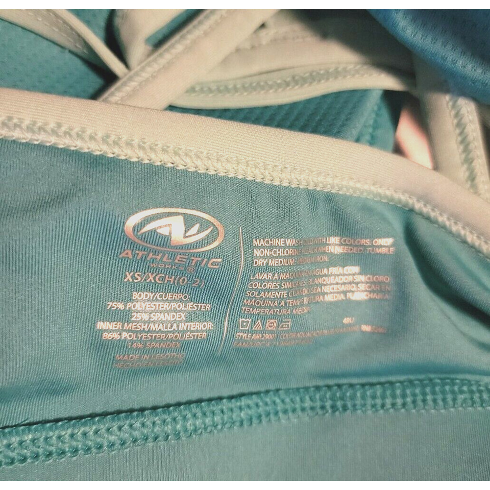 ATHLETIC WORKS Strappy Removable Cups Sports Bra Aquacade Blue XS (0-2) - Picture 4 of 4